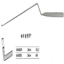 金鐘刮匙槍形 NAN030 24cm 槍形 彎90° 刃2.5垂體刮