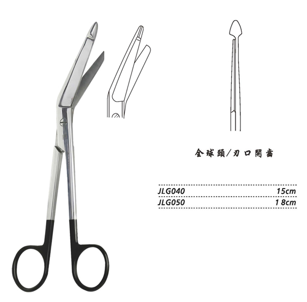 金鐘紗布繃帶剪  JLG040 15cm 全球頭 刃口開齒WD
