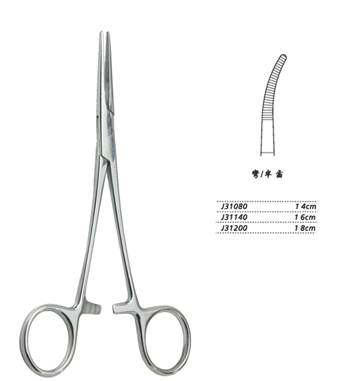 金鐘止血鉗彎半齒 J31200 18cm 彎半齒