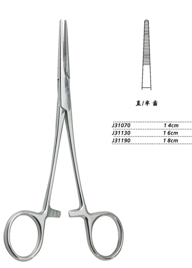金鐘止血鉗直半齒 J31190 18cm 直半齒