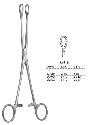 金鐘海綿鉗直有齒 J34060 25cm 直有齒 頭寬 8