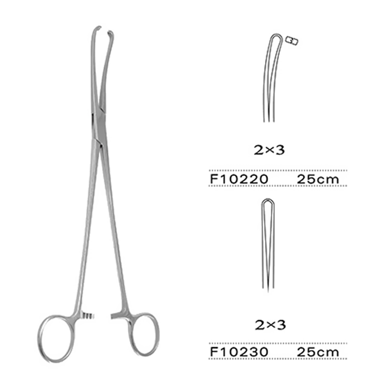 金鐘子宮頸鉗F10220 25cm 彎 2×3齒