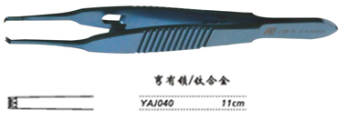 金鐘角膜固定鑷  YAJ040 11cm 彎 有鎖（鈦）