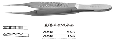 金鐘顯微眼用鑷  YAI030 8.5cm 直 唇頭齒（鈦）