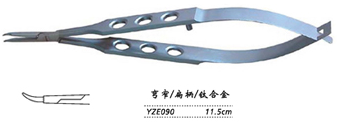 金鐘顯微眼用持針鉗扁柄 YZE090 11.5cm 彎窄 扁柄（鈦）