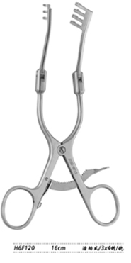 金鐘乳突牽開器  H6F120 16cm 活動式 3×4鉤鈍