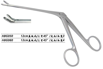 金鐘鼻組織鉗尖頭 HBG060 12cm 蓋板式 上彎45° 尖頭 寬4