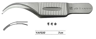 金鐘虹膜鑷7cm YAF030 7cm 彎有齒